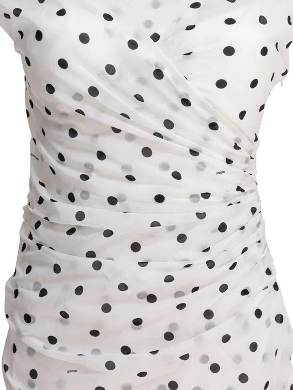 JACQUEMUS Women Rita Pois Long Dress In White Product Image