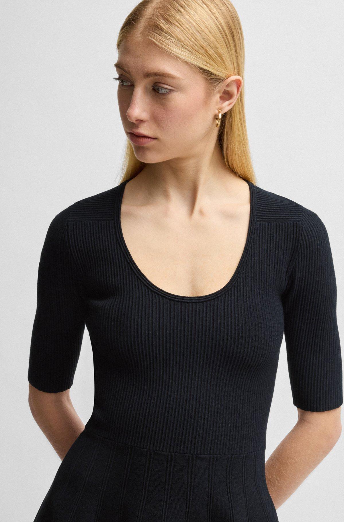 Knitted dress in ottoman-structured stretch fabric Product Image