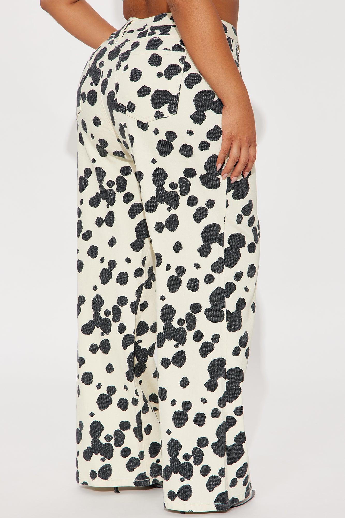 Something Sweet Baggy Printed Jeans - Black/White Female Product Image