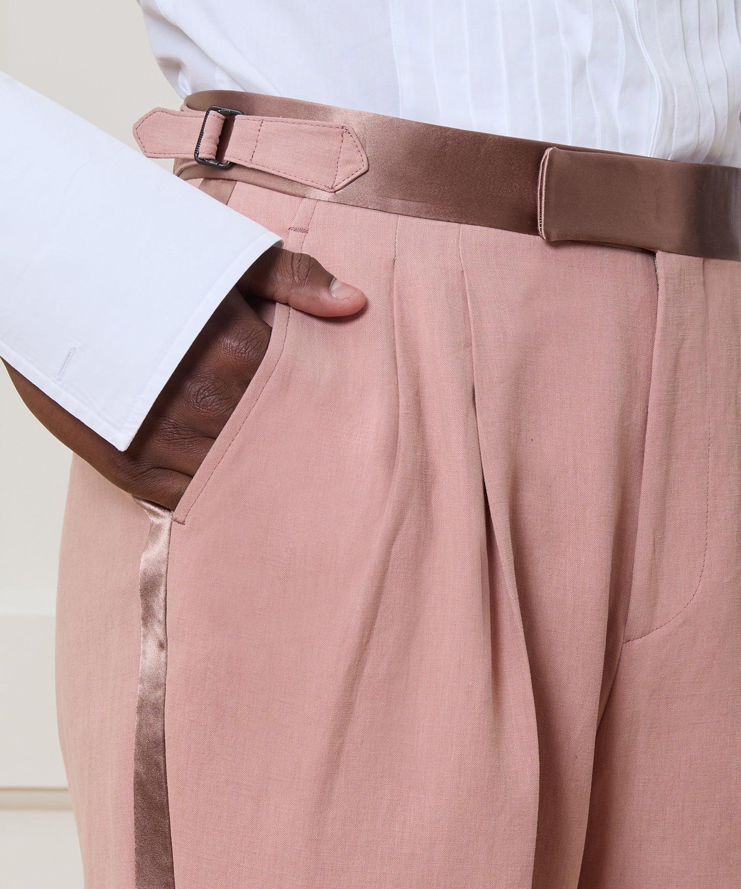 Relaxed Italian Sueded Linen Tuxedo Trouser Product Image