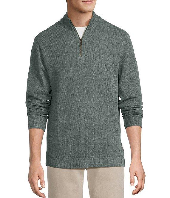 Rowm Long Sleeve Solid Ribbed Textured Q-Zip Product Image