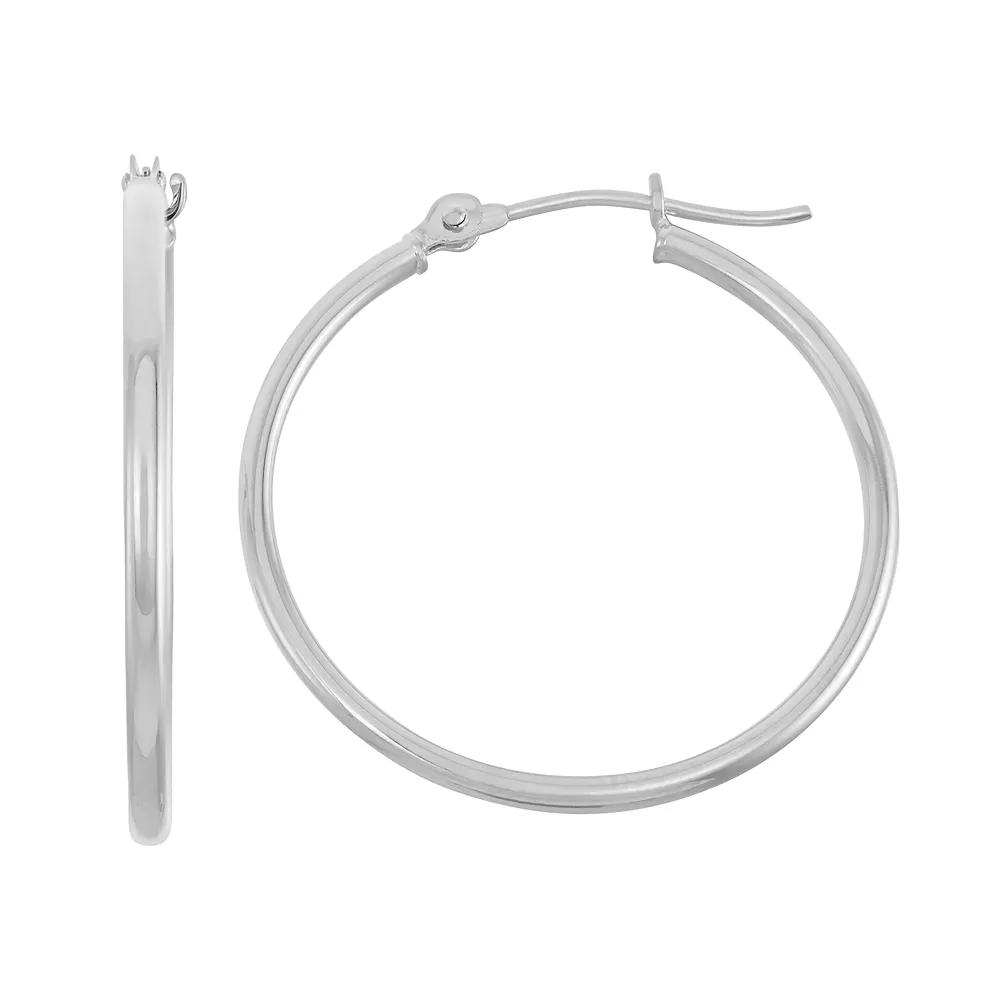 Jordan Blue 14k Gold Tube Hoop Earrings - 25 mm, Women's, White Product Image