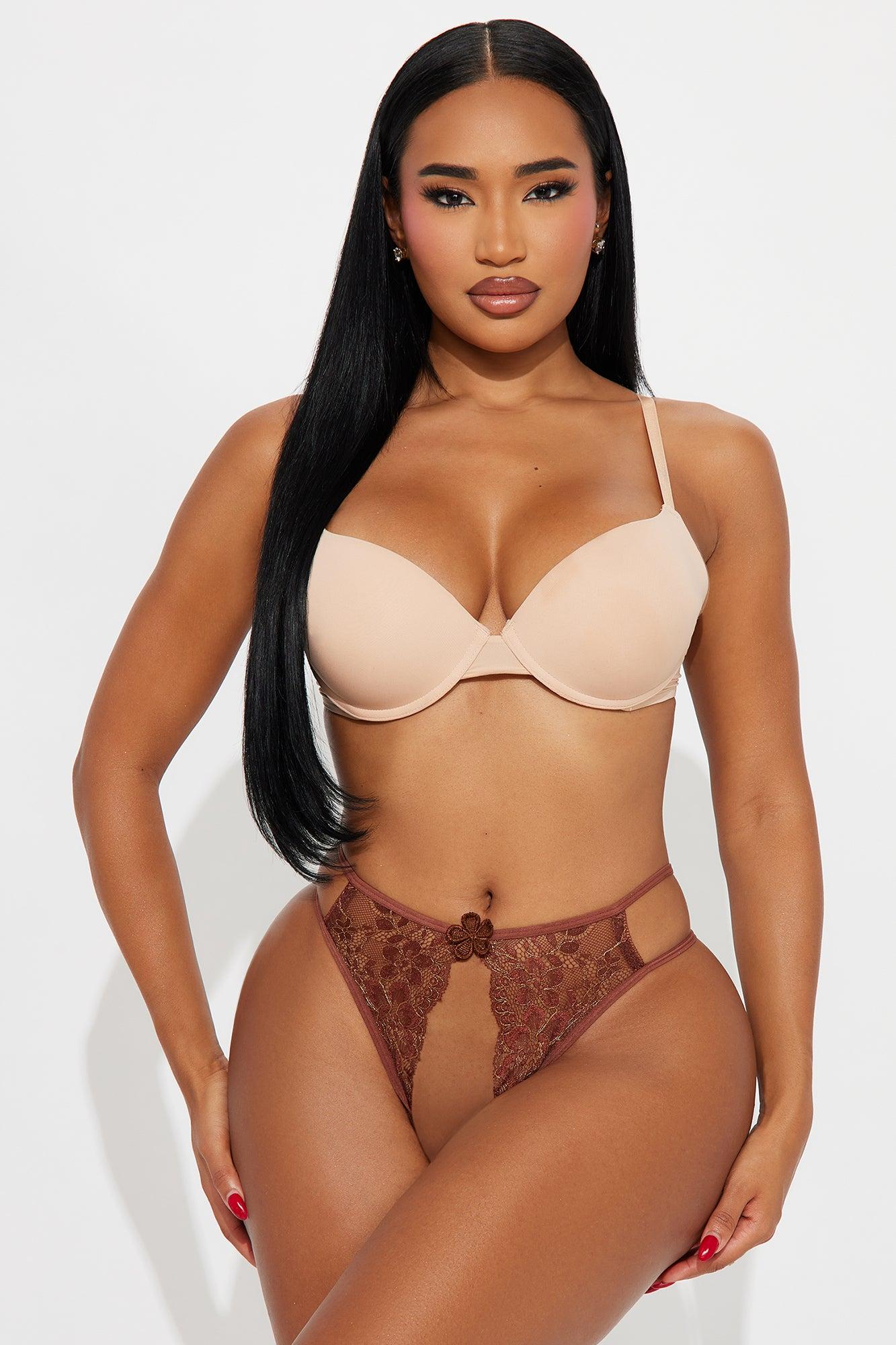 Karmen Rhinestone Crotchless Thong Panty - Chocolate Female Product Image