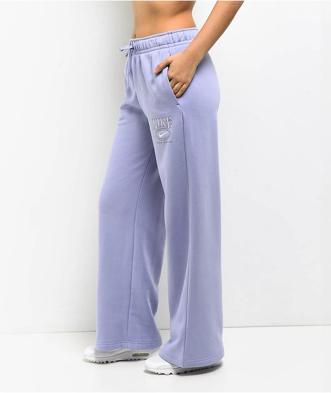 Nike Sportswear Club Purple Wide Leg Fleece Sweatpants Product Image