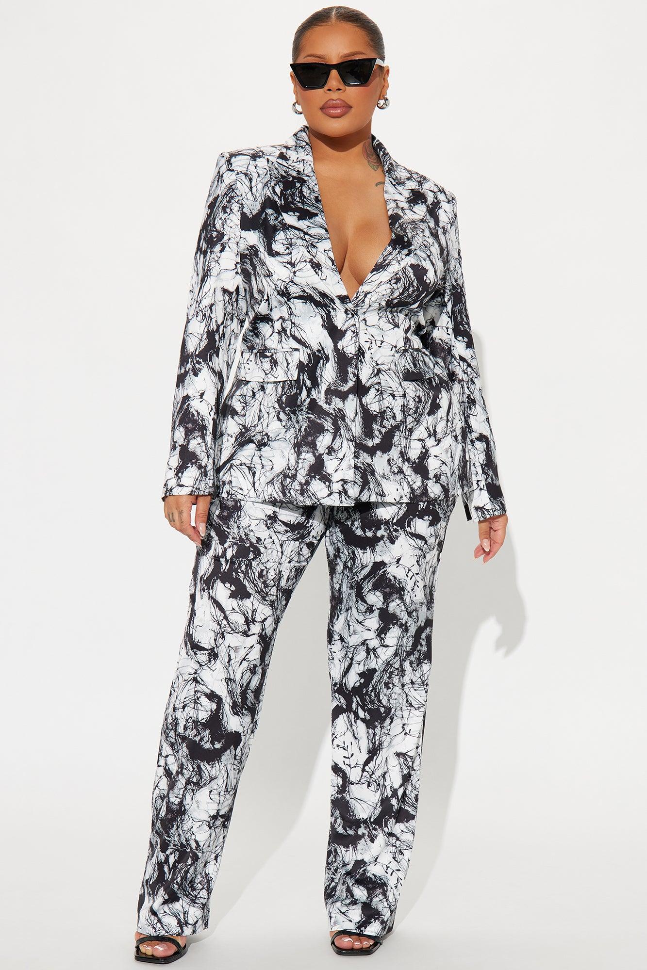 Set The Rules Satin Pant Set - Black/combo Product Image