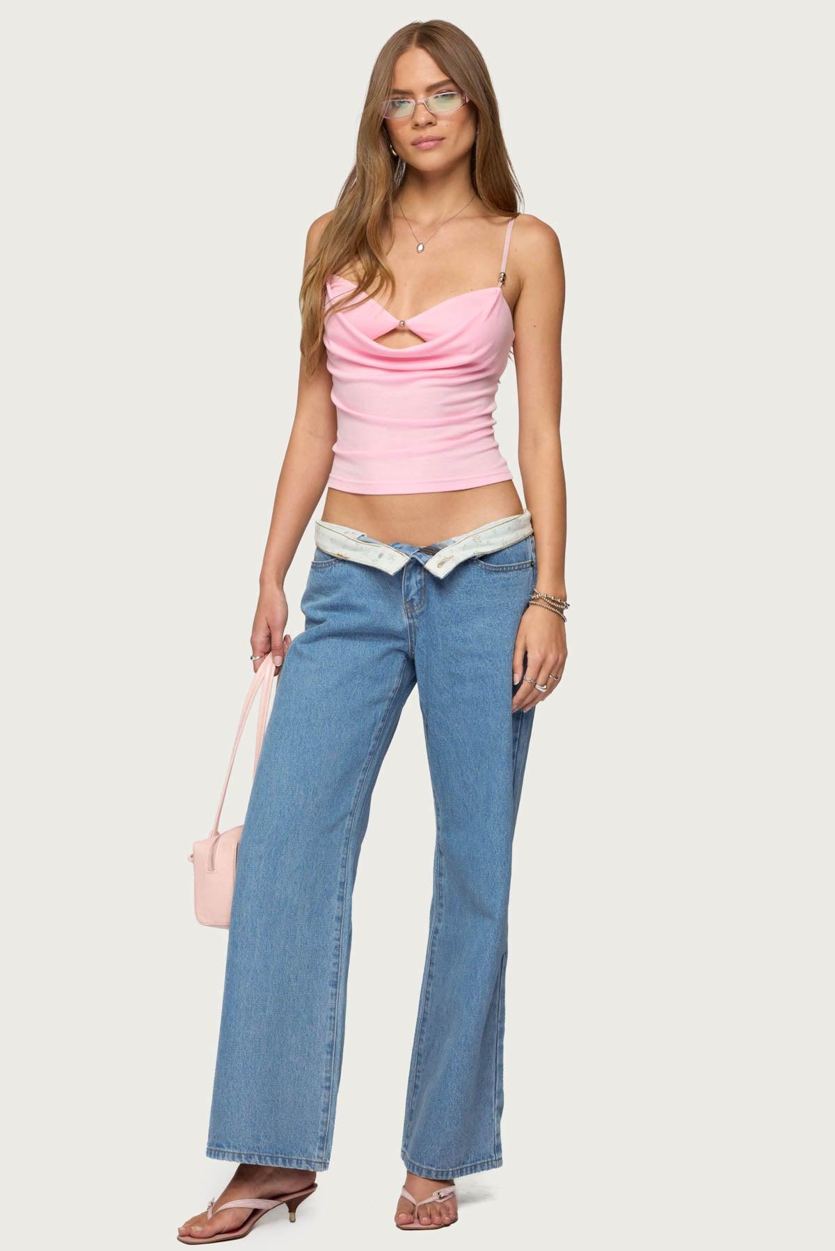 Layered Bra Cowl Neck Top Product Image