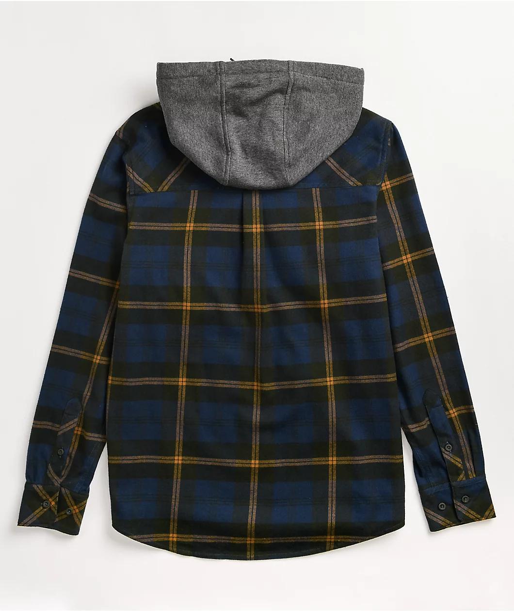 Empyre Chancer Blue & Yellow Hooded Flannel Shirt Product Image
