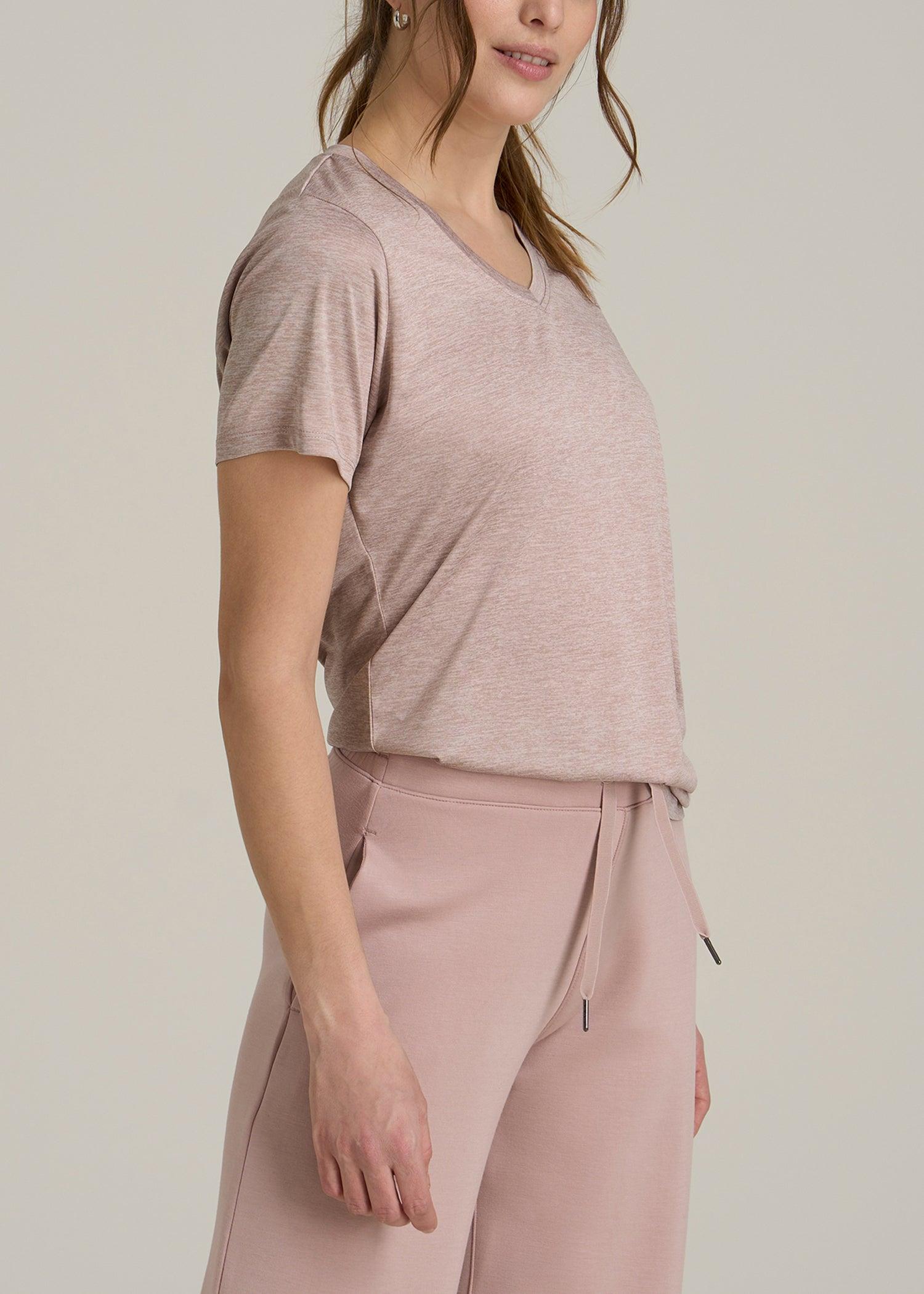 Short Sleeve Active V Neck T-Shirt for Tall Women in Desert Rose Mix Female Product Image