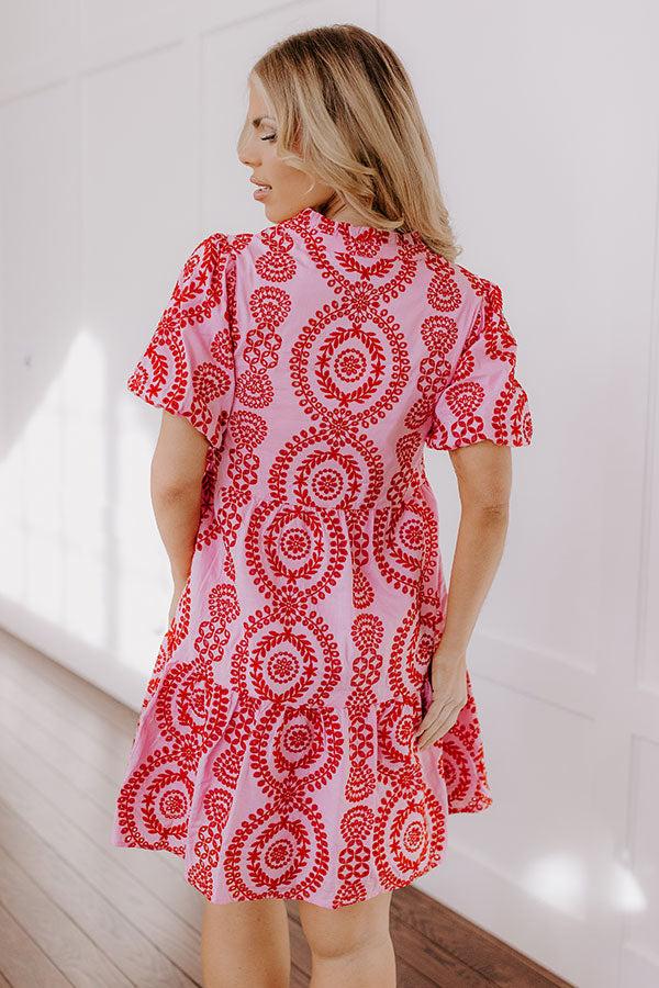 Sunny Outlook Eyelet Mini Dress in Pink Product Image