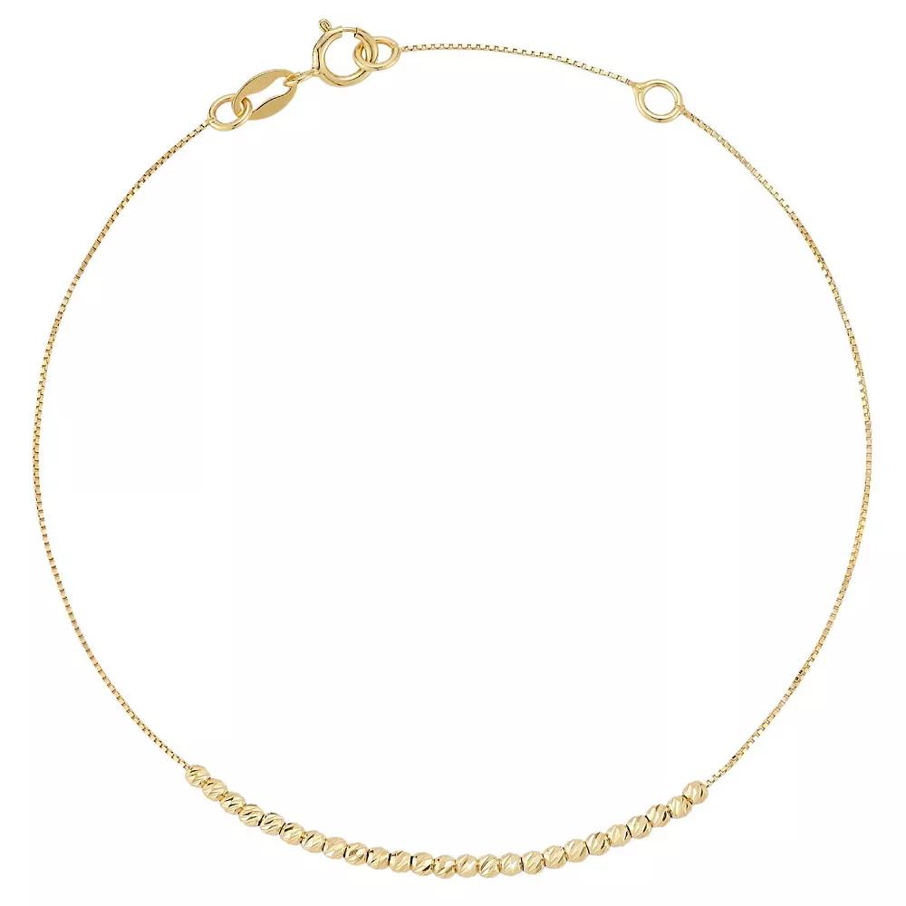 LUMINOR GOLD 14k Gold Diamond Cut Ball Anklet, Women's, Size: 9.5" Product Image