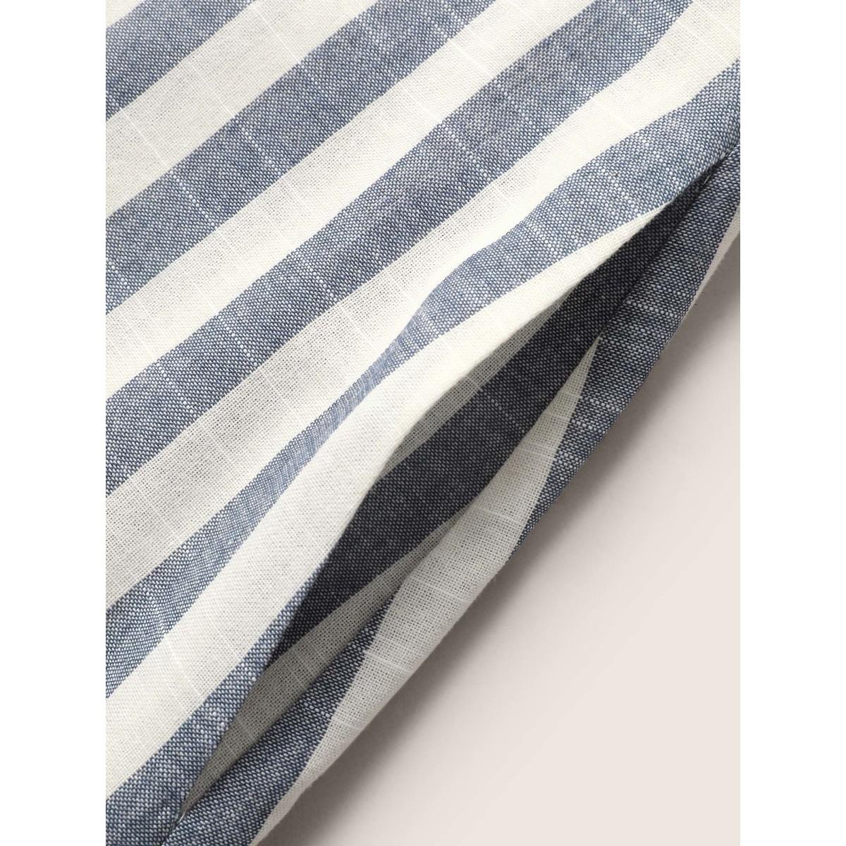 Plus Size Striped Button Detail Belted Cami Dress DarkBlue Women Casual Belted Non Sleeveless Curvy BloomChic 10/M Product Image