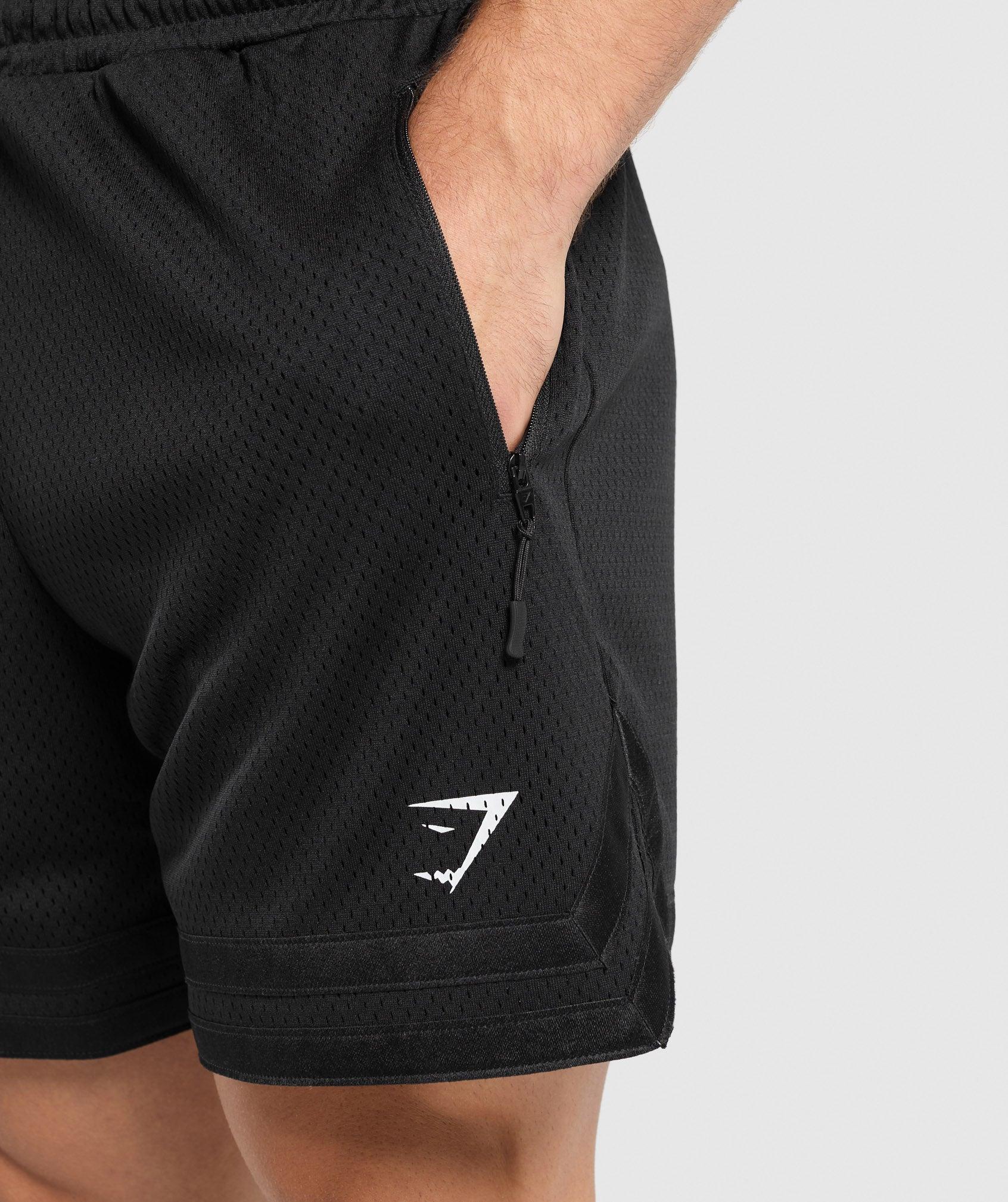 Gymshark Campus Mesh Shorts - Black/White Logo Male Product Image