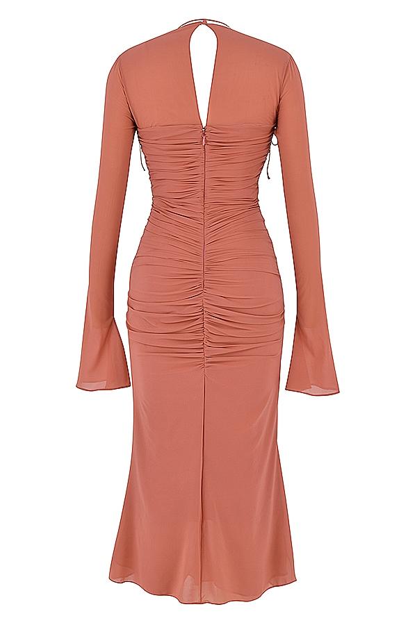 Reine  rose real silk ruffle midi dress Product Image
