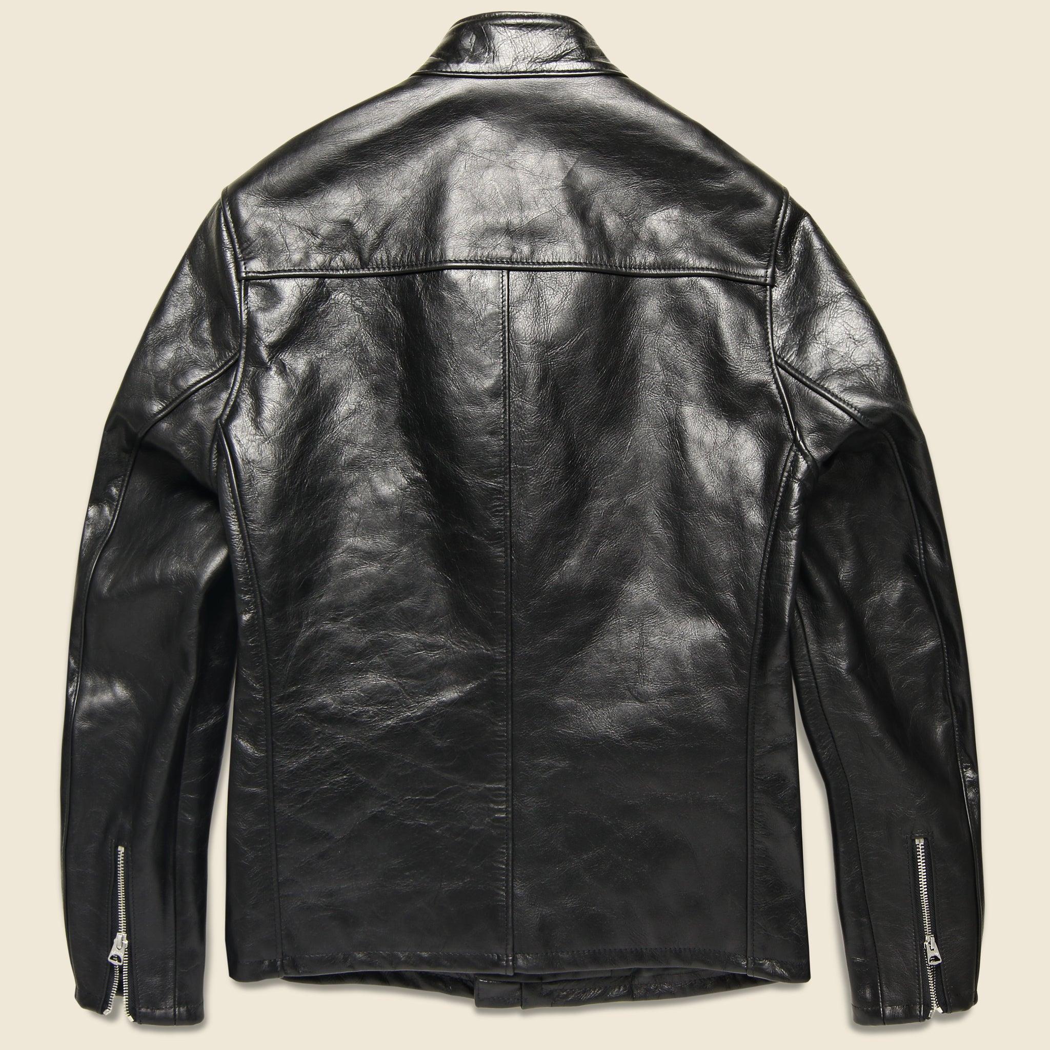 Cafe Racer Jacket - Black Leather Product Image
