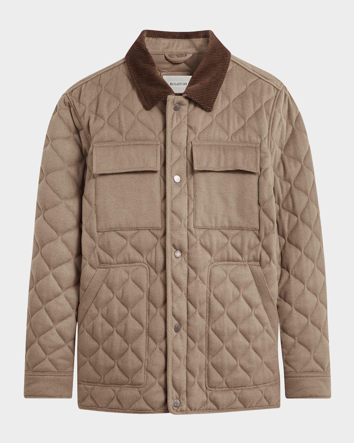 Mens Corduroy-Trimmed Quilted Jacket Product Image