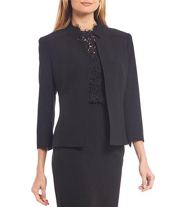 Anne Klein Stretch Crepe Seamed 3/4 Sleeve Open Front Jacket Product Image