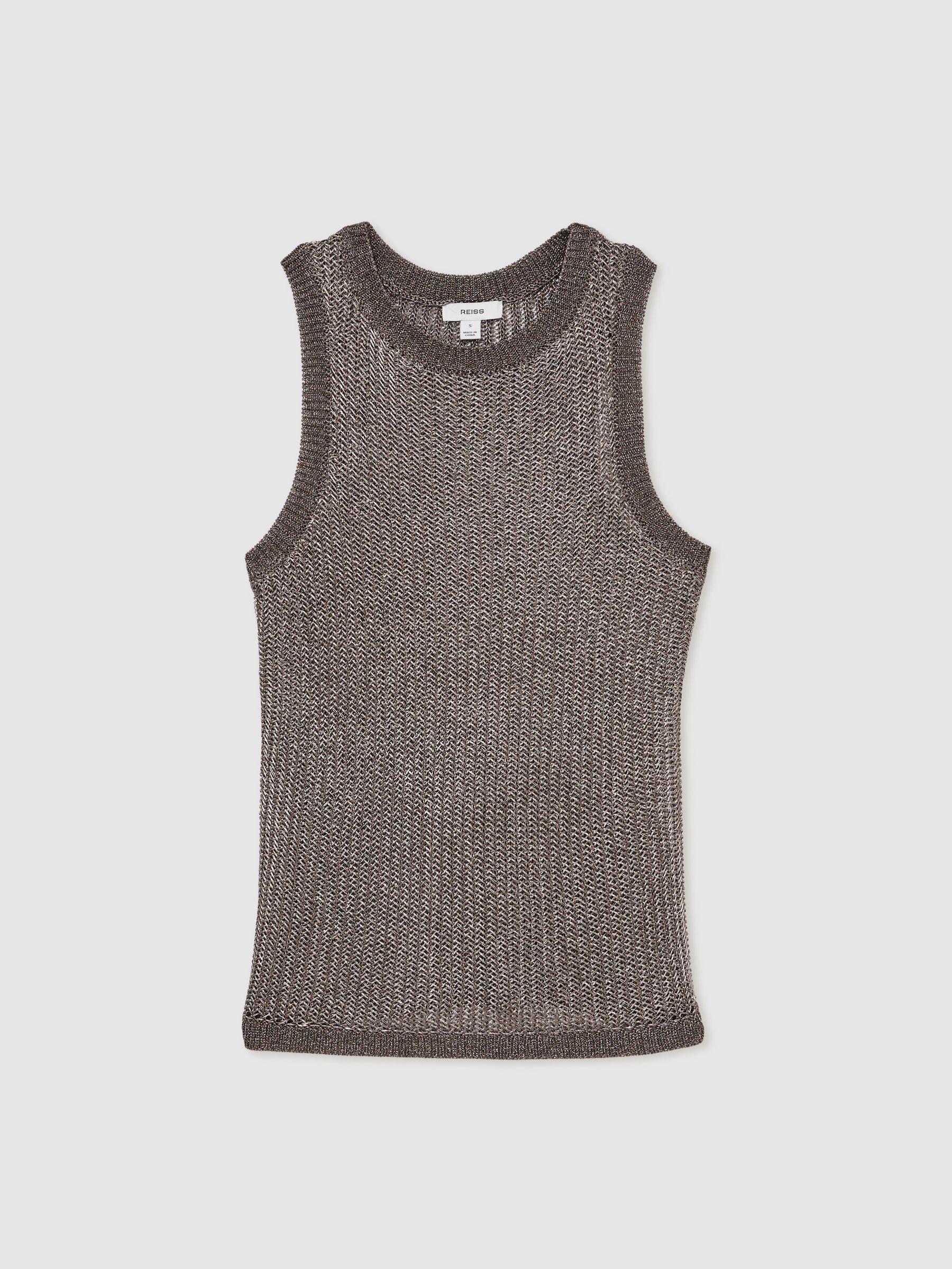 Metallic Knit Vest in Gunmetal Product Image