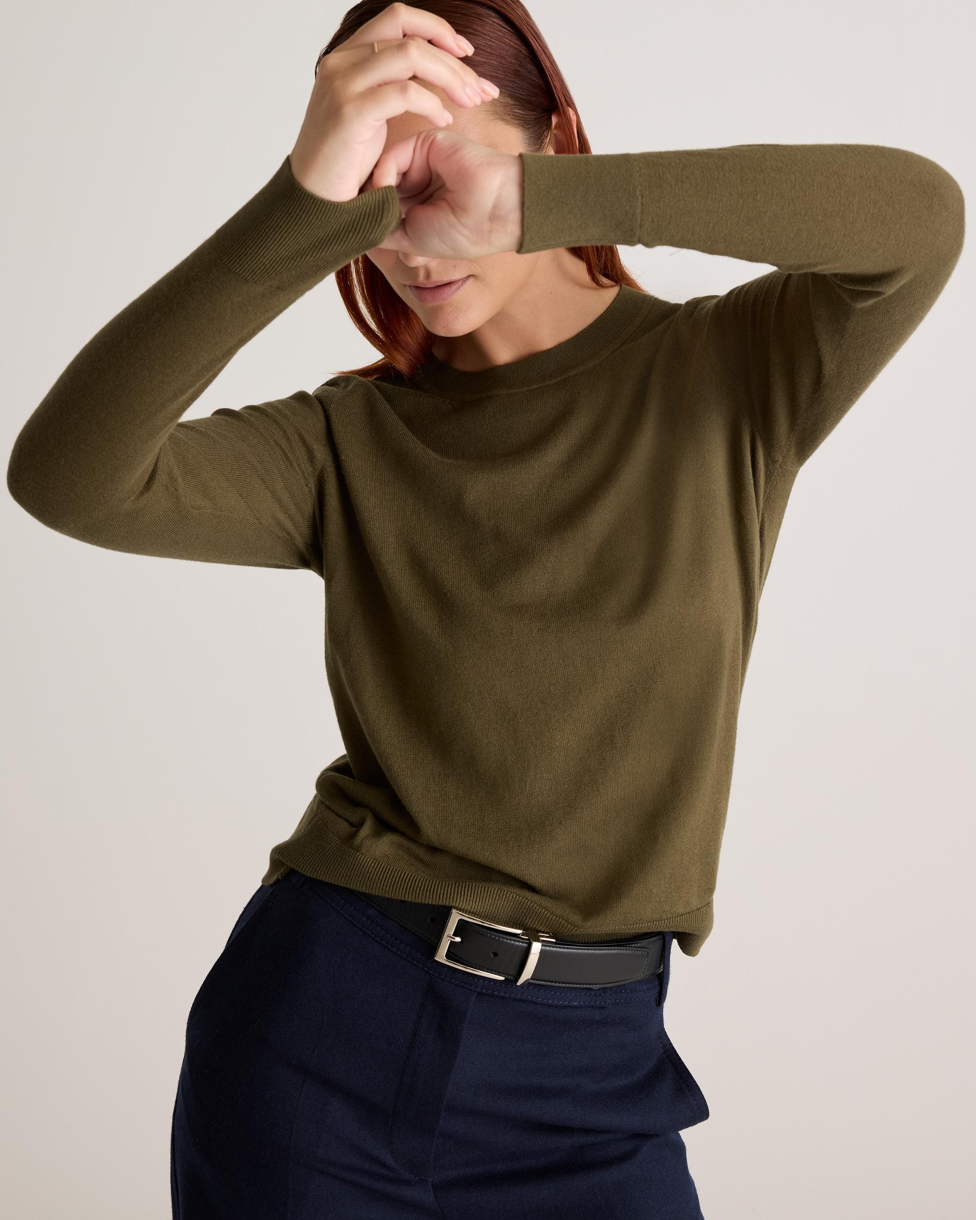 Quince | Women's Lightweight Cotton Cashmere Crew Sweater Size XS, Organic Cotton Product Image