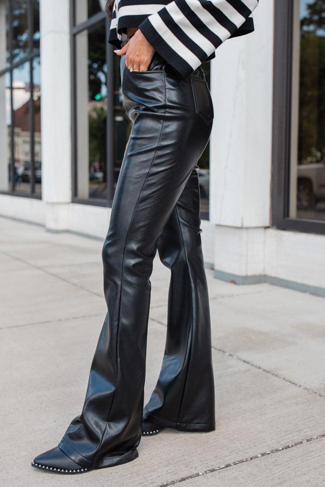 Forevermore Black Faux Leather Flare Pants FINAL SALE Product Image