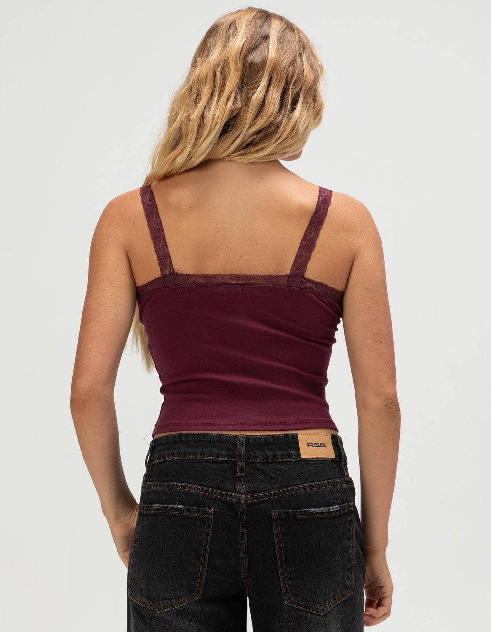 TILLYS Lace Trim Womens Cami - FIG Product Image