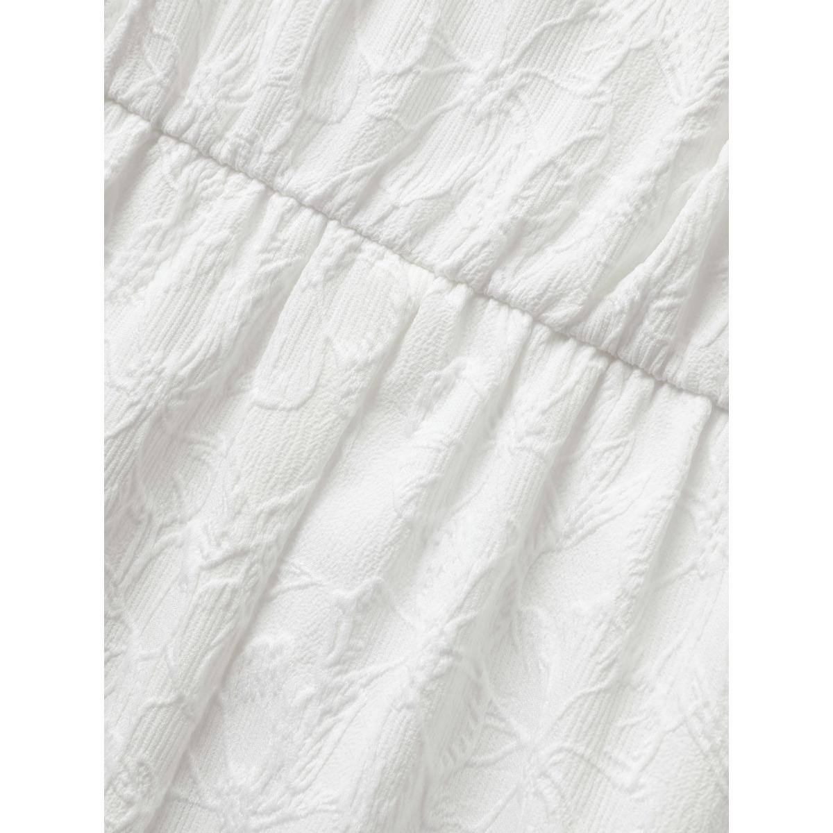 Plus Size Heart Neckline Jacquard Textured Midi Dress Ivory Women Resort Texture Heart neckline Short sleeve Curvy BloomChic 10/M Product Image