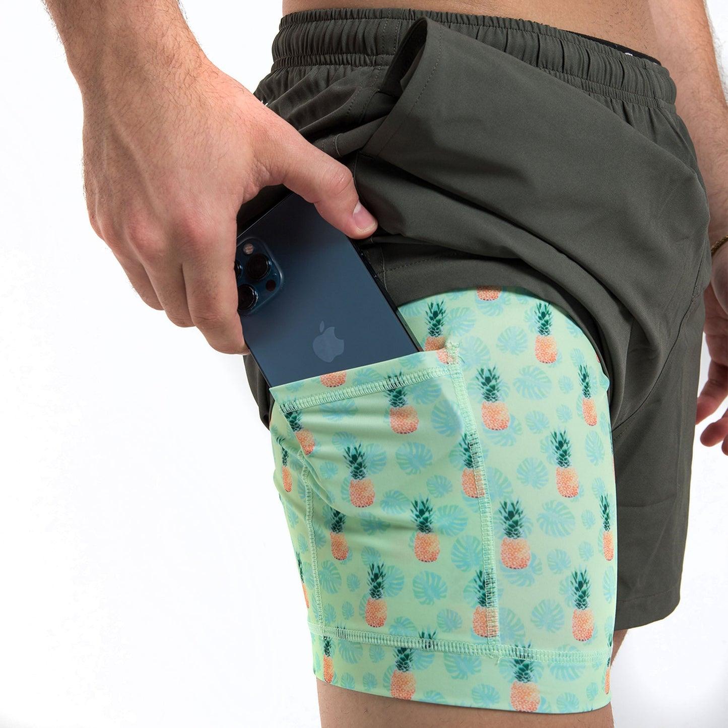 Bermies Green Pineapples Swim Trunks Male Product Image