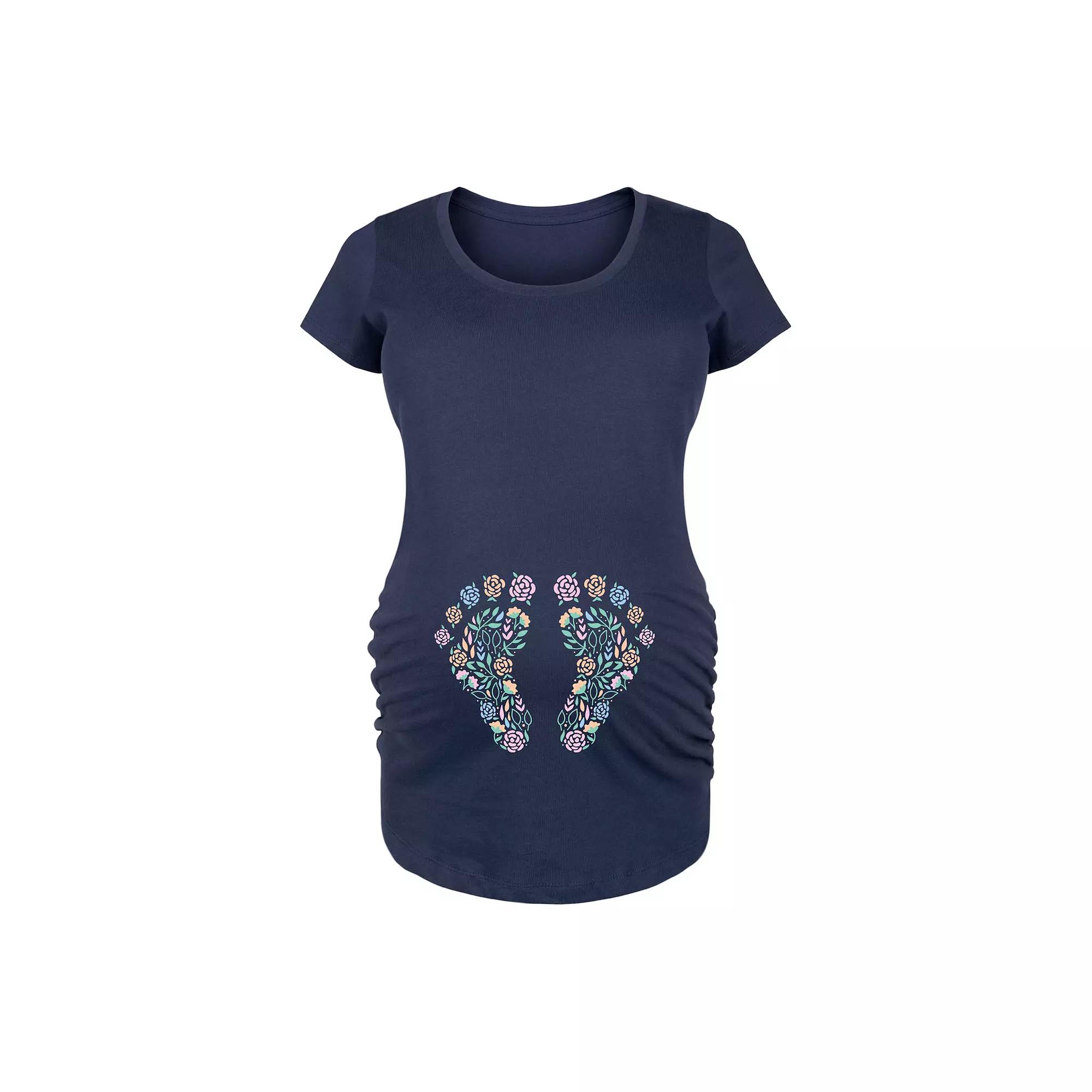 Maternity Floral Footprint Belly Graphic Tee, Women's,  Product Image