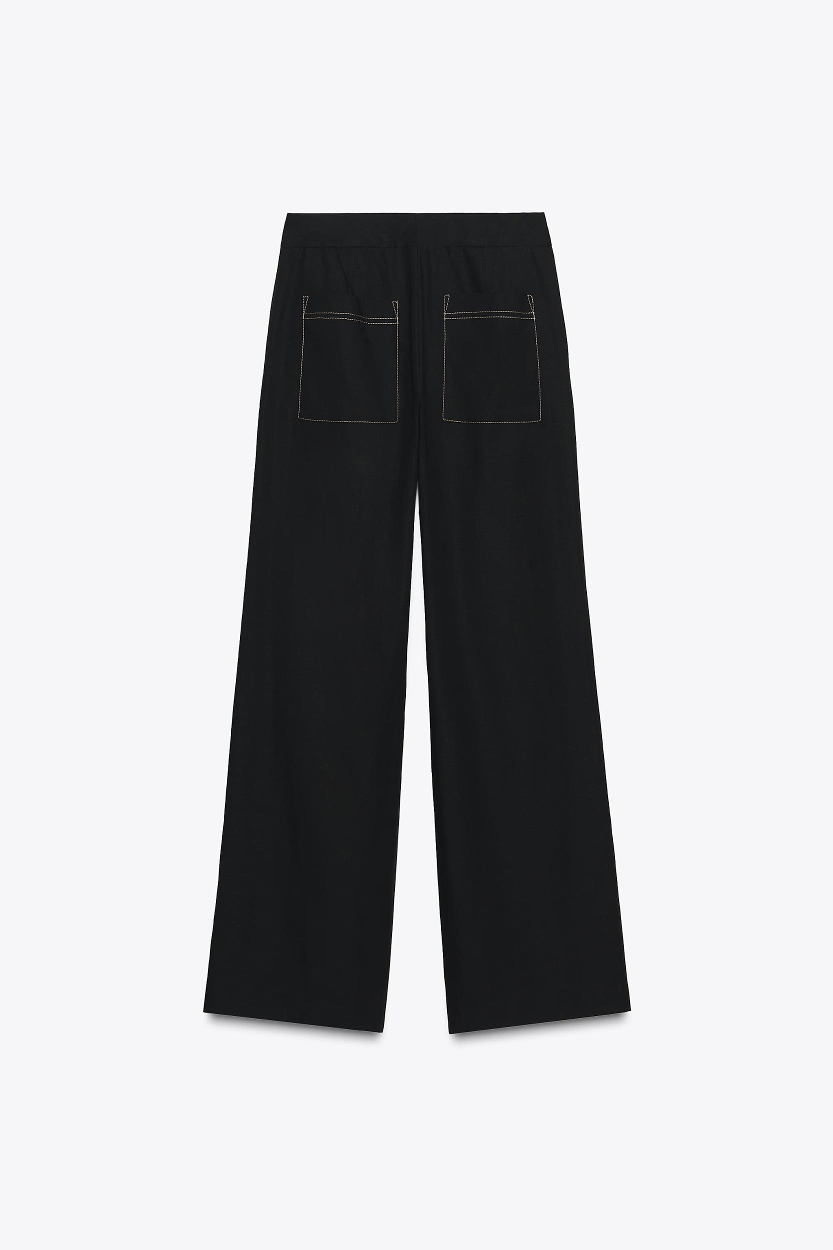 STRAIGHT LEG PANTS WITH CONTRASTING TOPSTITCHING Product Image