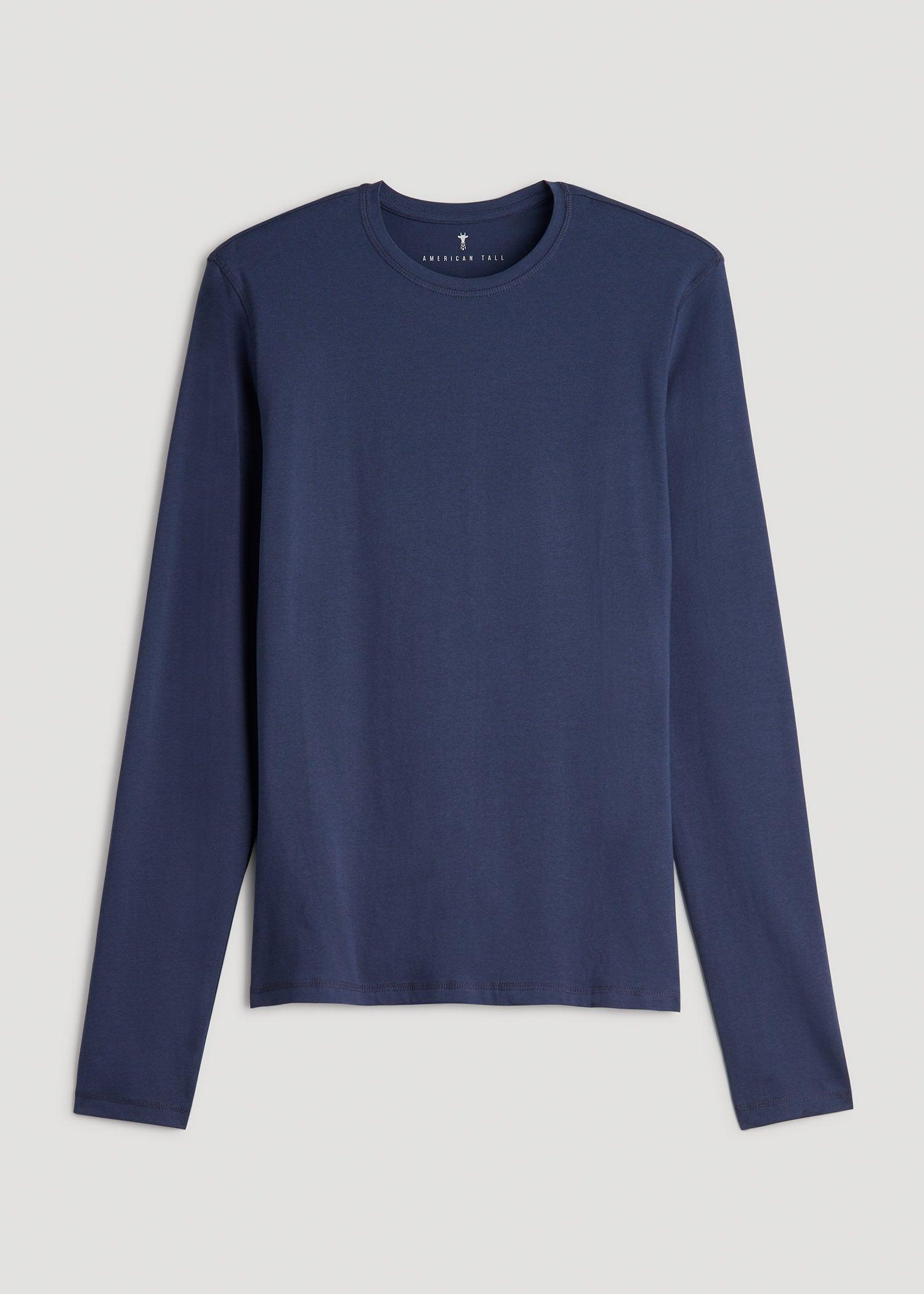 The Essential SLIM-FIT Long Sleeve Tee for Tall Men in Navy Male Product Image