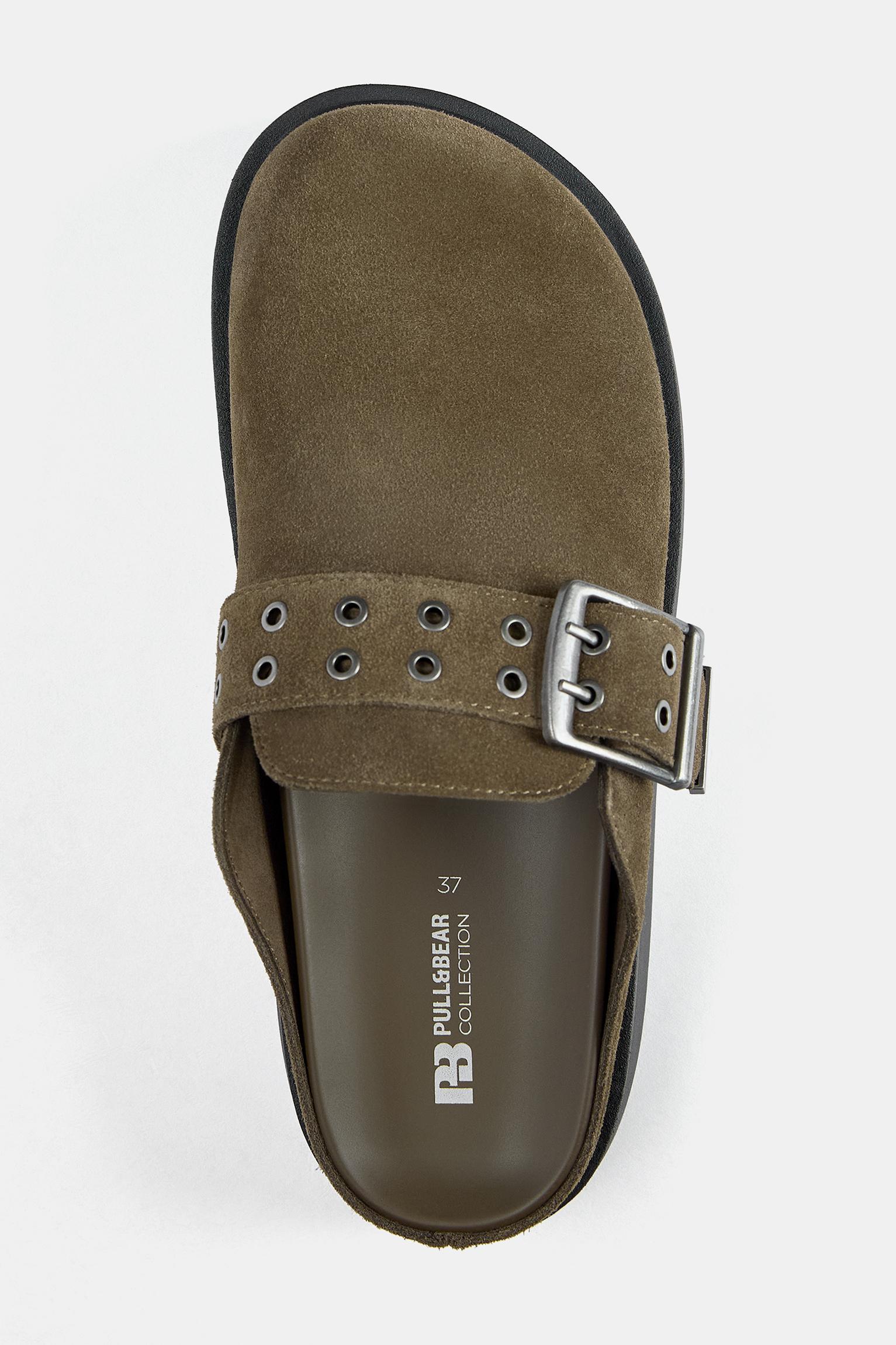 Leather clogs with buckle Product Image