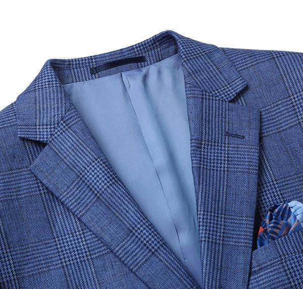 (42S) Slim Fit Blazer Summer Blue Linen Sport Coat Product Image