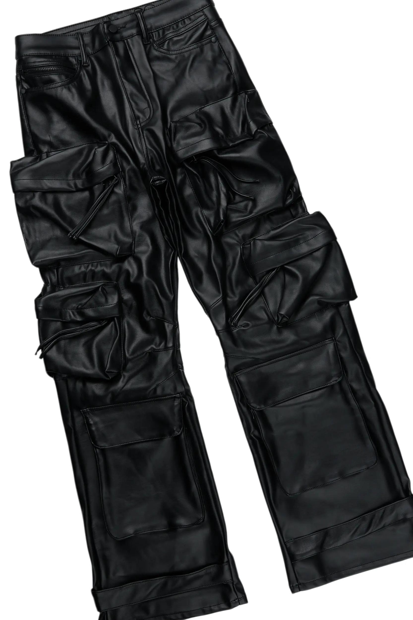 Amos White/Black Thermal T-Shirt & Lenz Baggy PU Jean Bundle Male Product Image