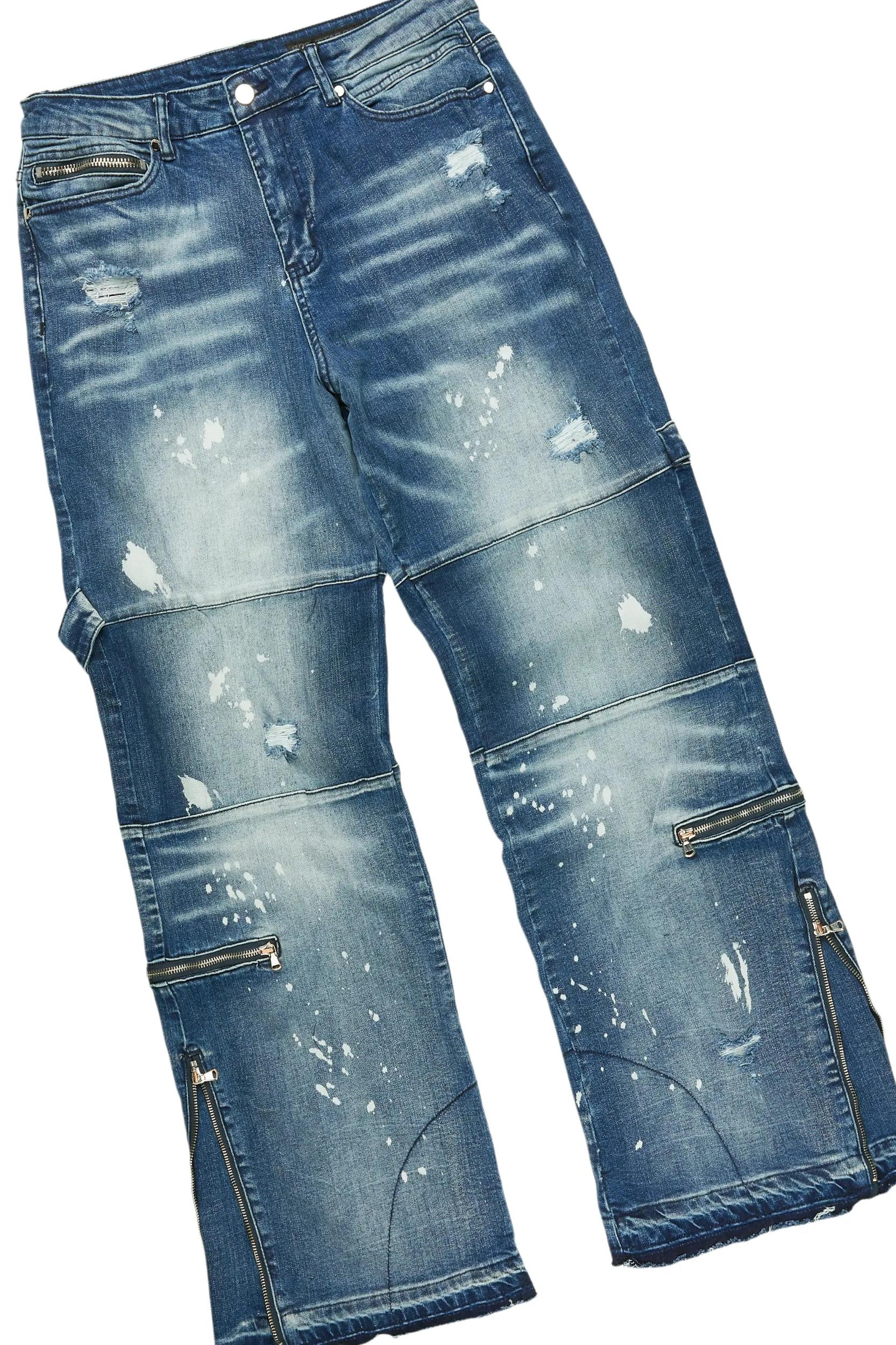 Pello White/Blue T-Shirt & Grib Baggy Fit Jean Bundle Male Product Image