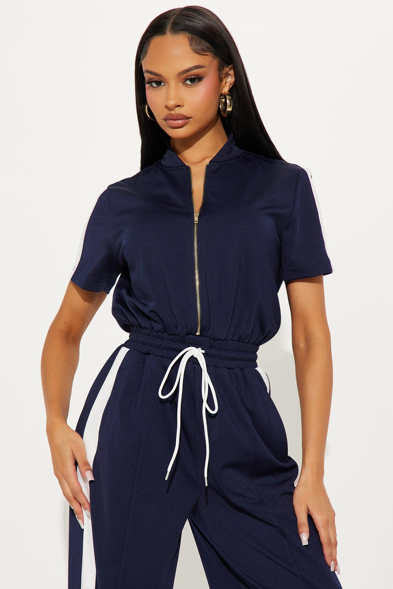 Lianna Short Sleeve Jumpsuit - Navy Female Product Image