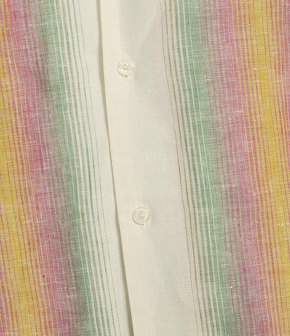 Murano Baird McNutt Linen Slim Fit Stripe Short Sleeve Woven Shirt Product Image