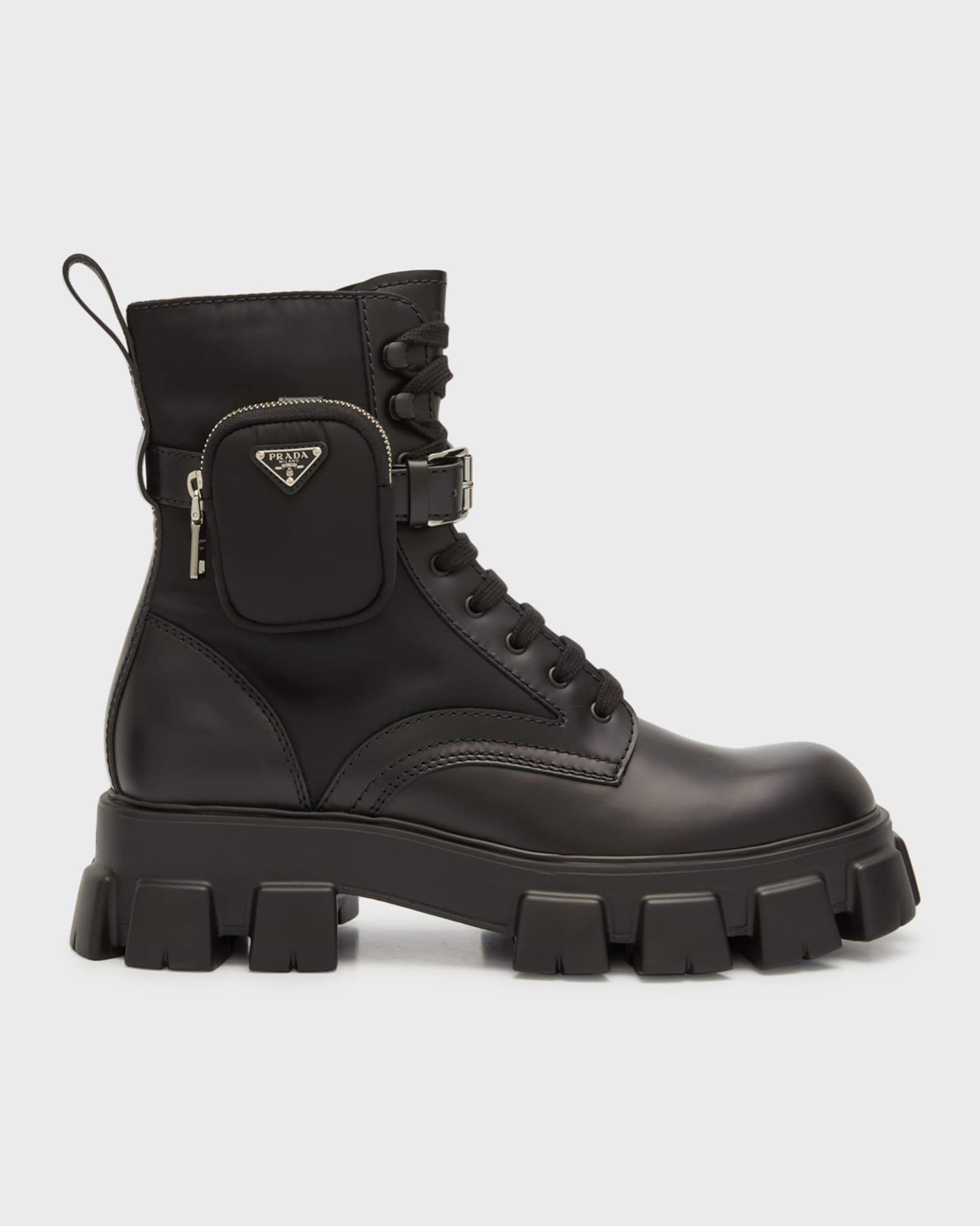 Men's Re-Nylon & Leather Zip Pocket Combat Boots Product Image