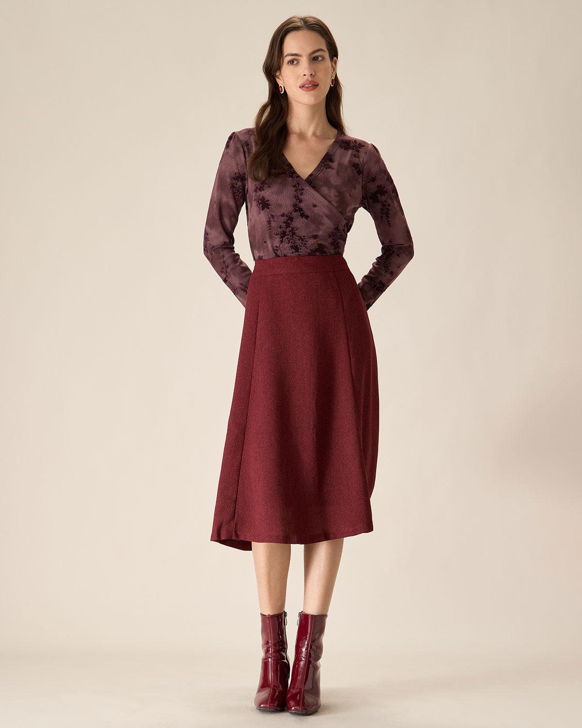 Purple Floral Ruched Wrap Tee Product Image