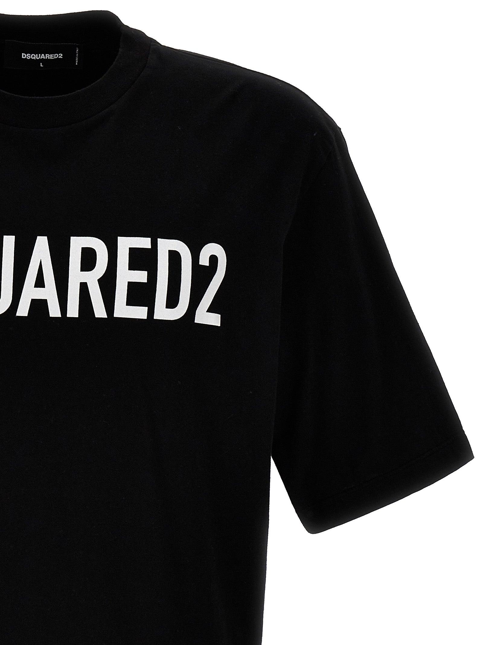DSQUARED2 Mens Black Brand-print Crewneck Regular-fit Cotton-jersey T-shirt Product Image