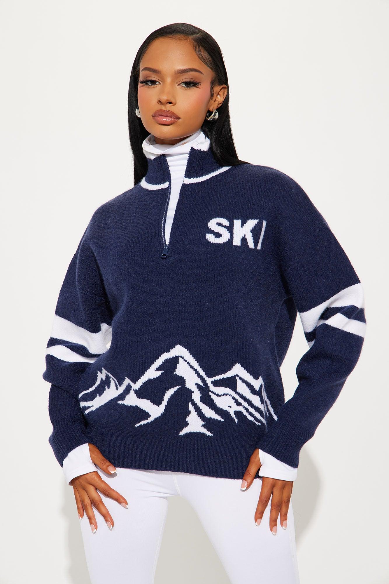 Ski Resort Quarter Zip Sweater - Navy Product Image
