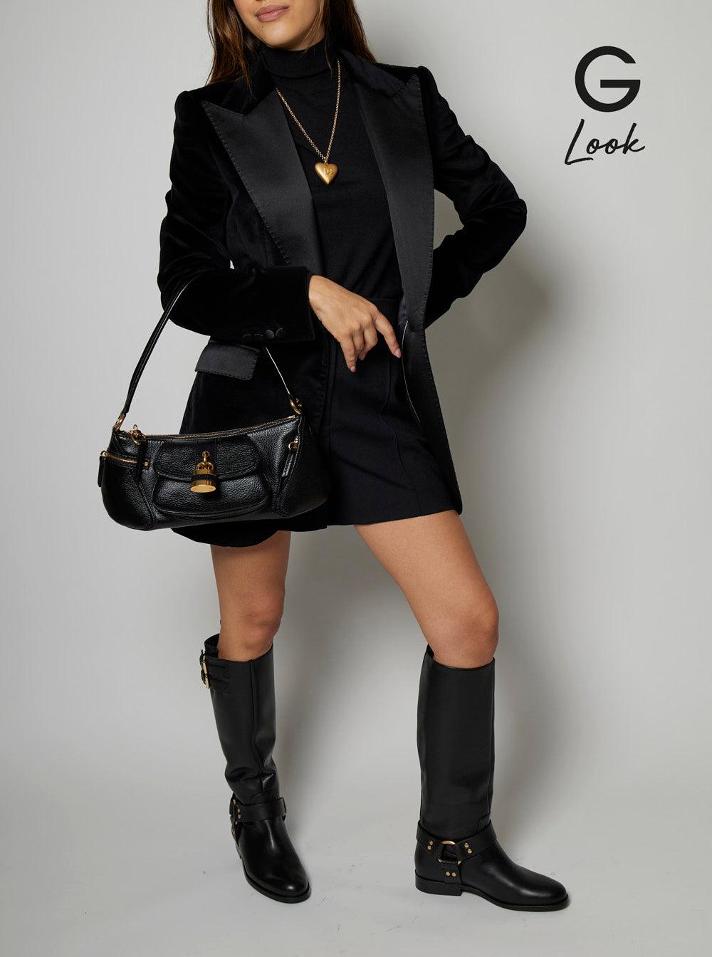 CHLOÉ The 99 Embellished Textured-leather Shoulder Bag In Black Product Image