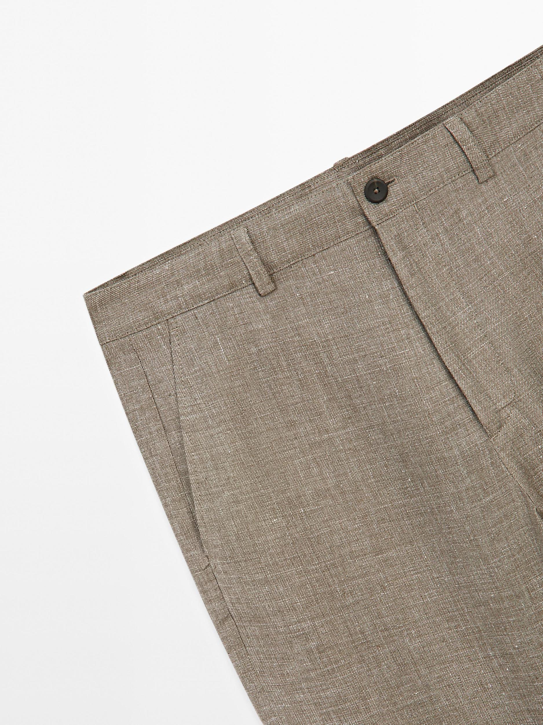 100% linen straight-leg trousers Product Image