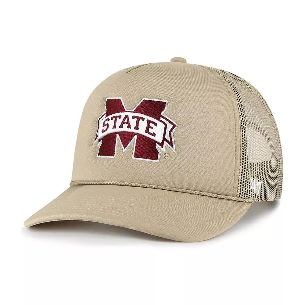 Men's '47 Khaki Mississippi State Bulldogs Foam Front Mesh Trucker Snapback Hat, Mst Beig K Product Image