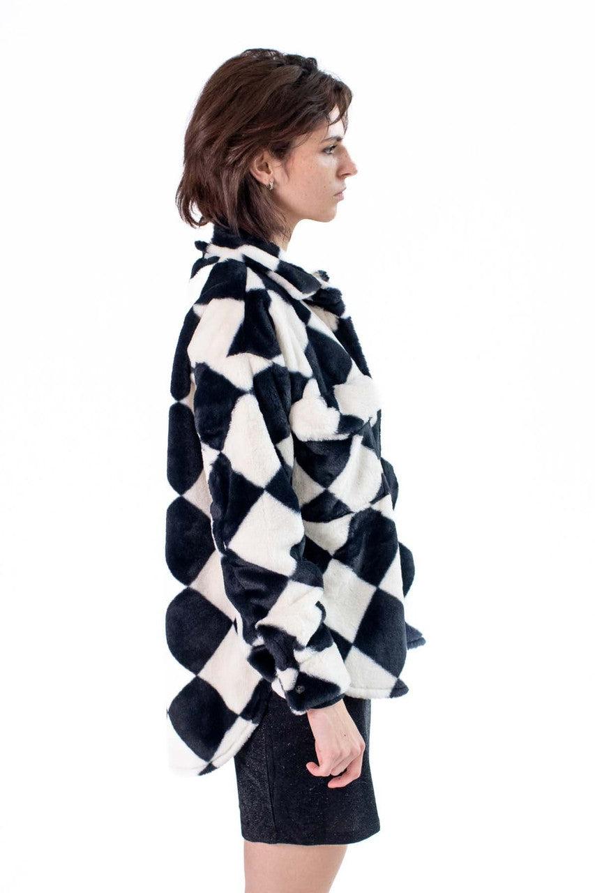 Fur Checker Print Shacket Product Image