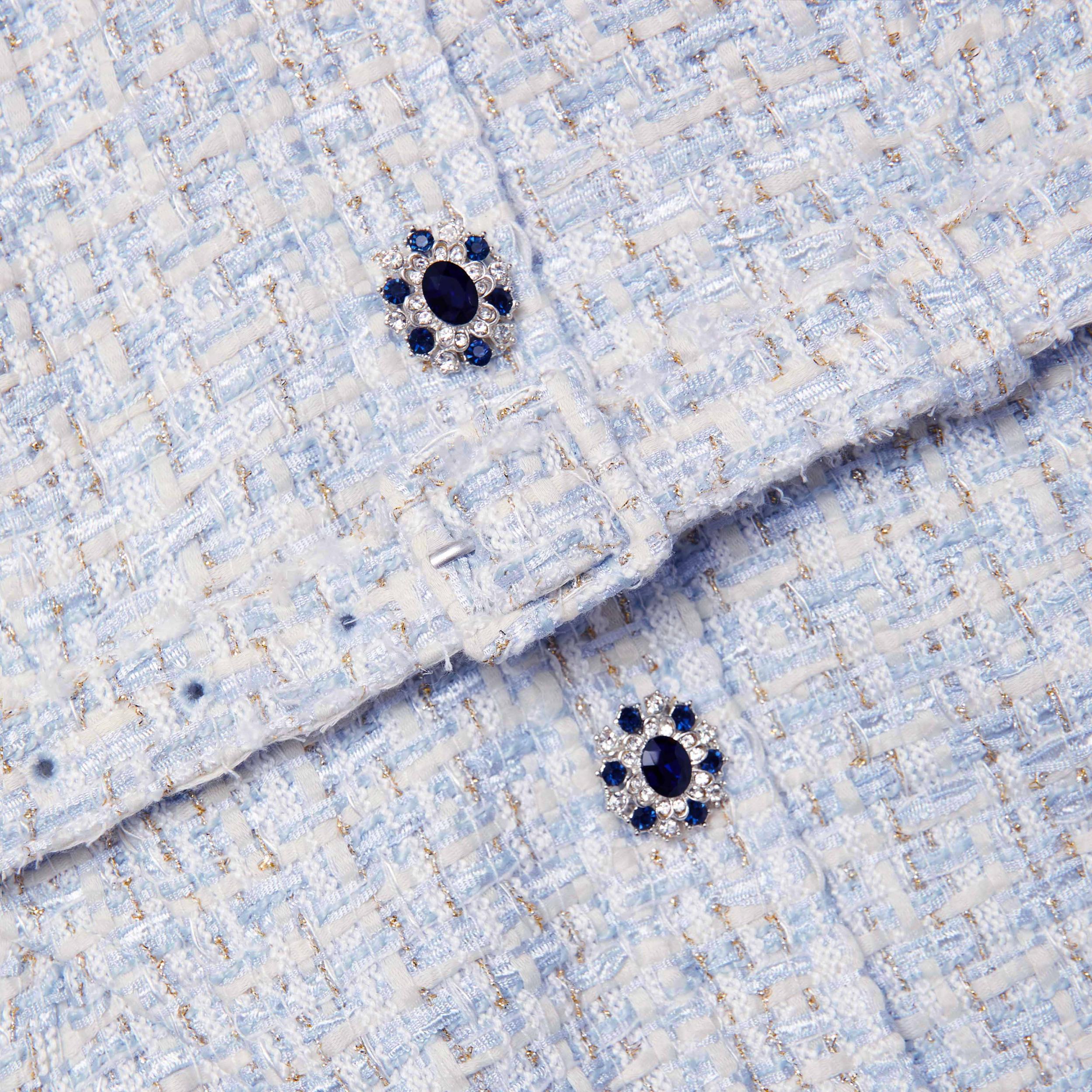 Blue Boucle Sleeveless Mini Dress Product Image