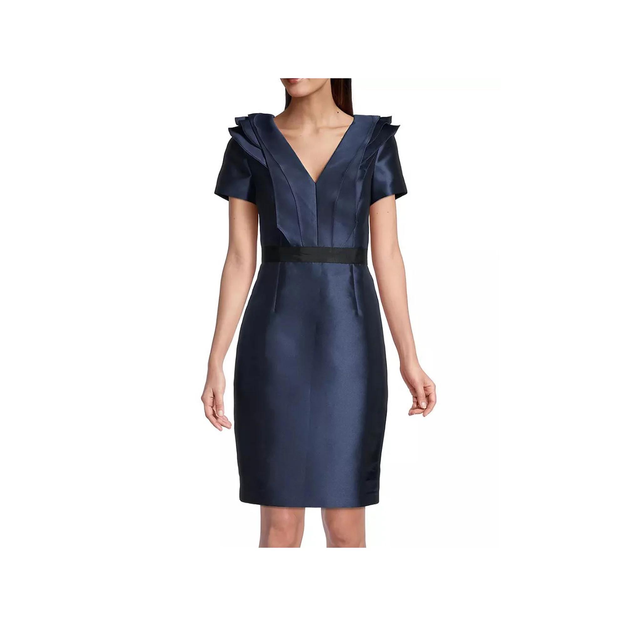 Women's Focus By Shani Satin Mikado Ruffle Dress,  Product Image