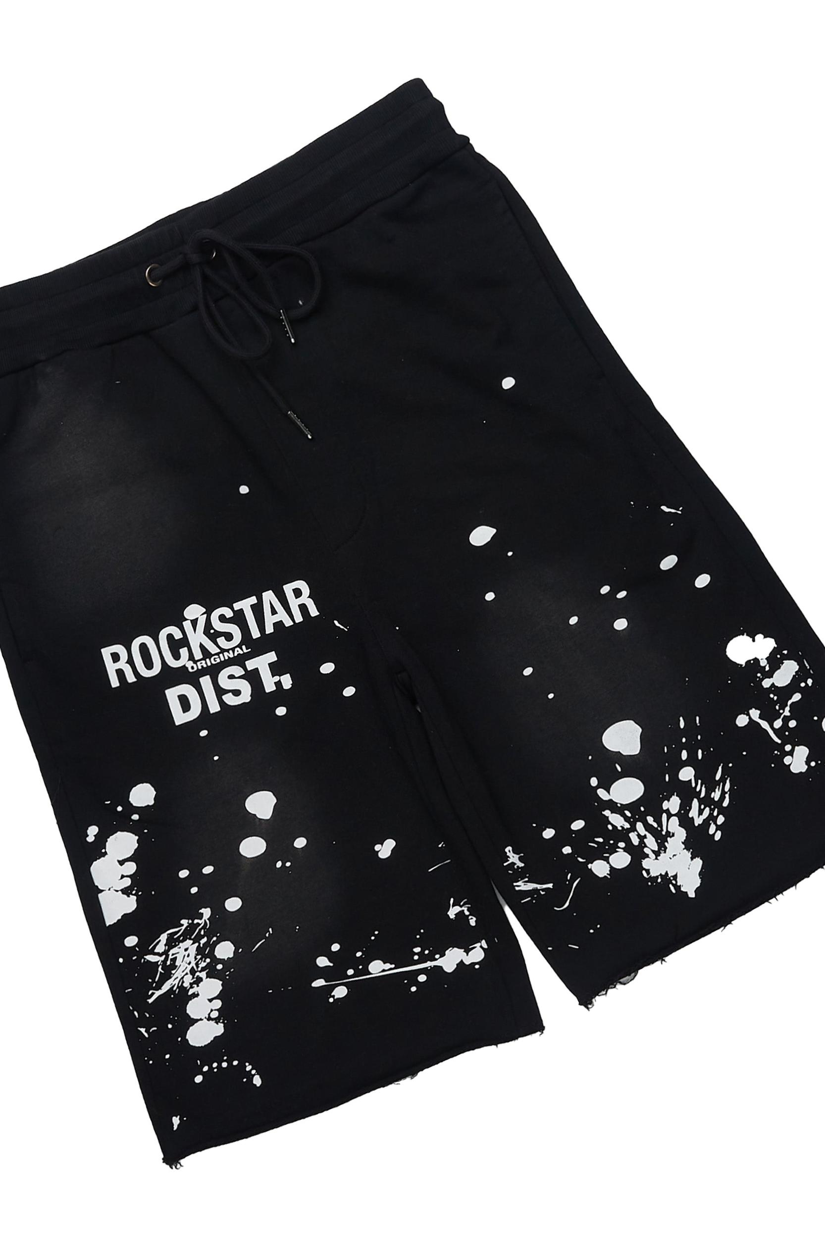 Rafix Black Graphic T-Shirt Short Set Male Product Image