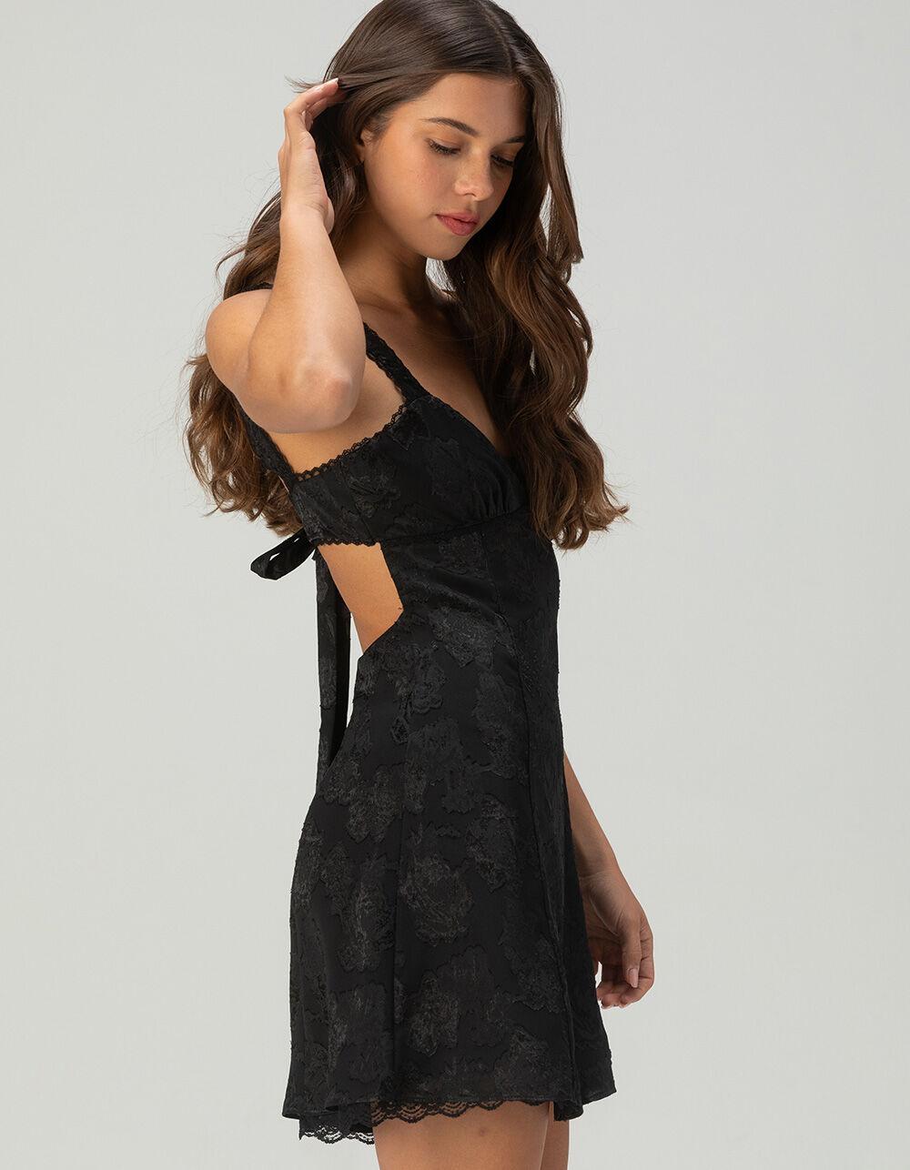 COTTON CANDY LA Satin Open Back Womens Dress - BLACK Product Image