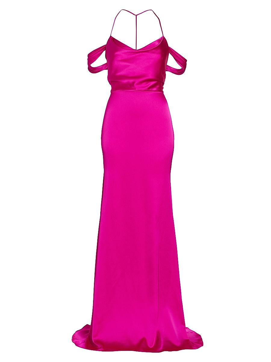 Womens Muriel Satin Open-Back Gown Product Image