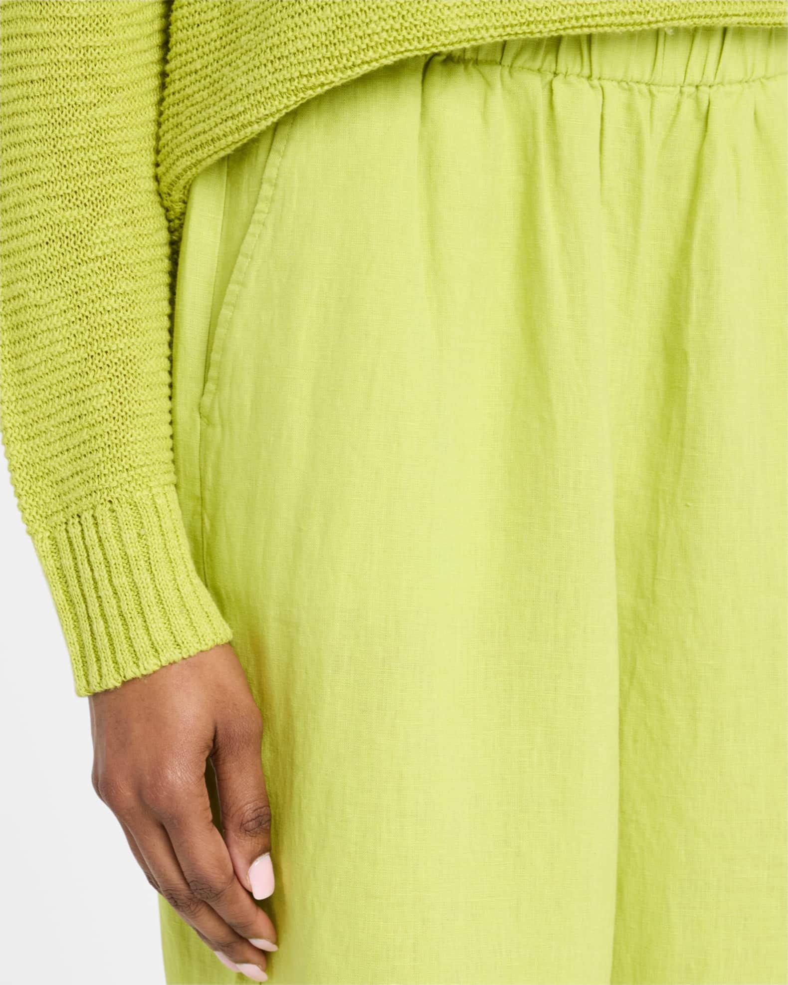 Petite Cropped Wide-Leg Organic Linen Pants Product Image