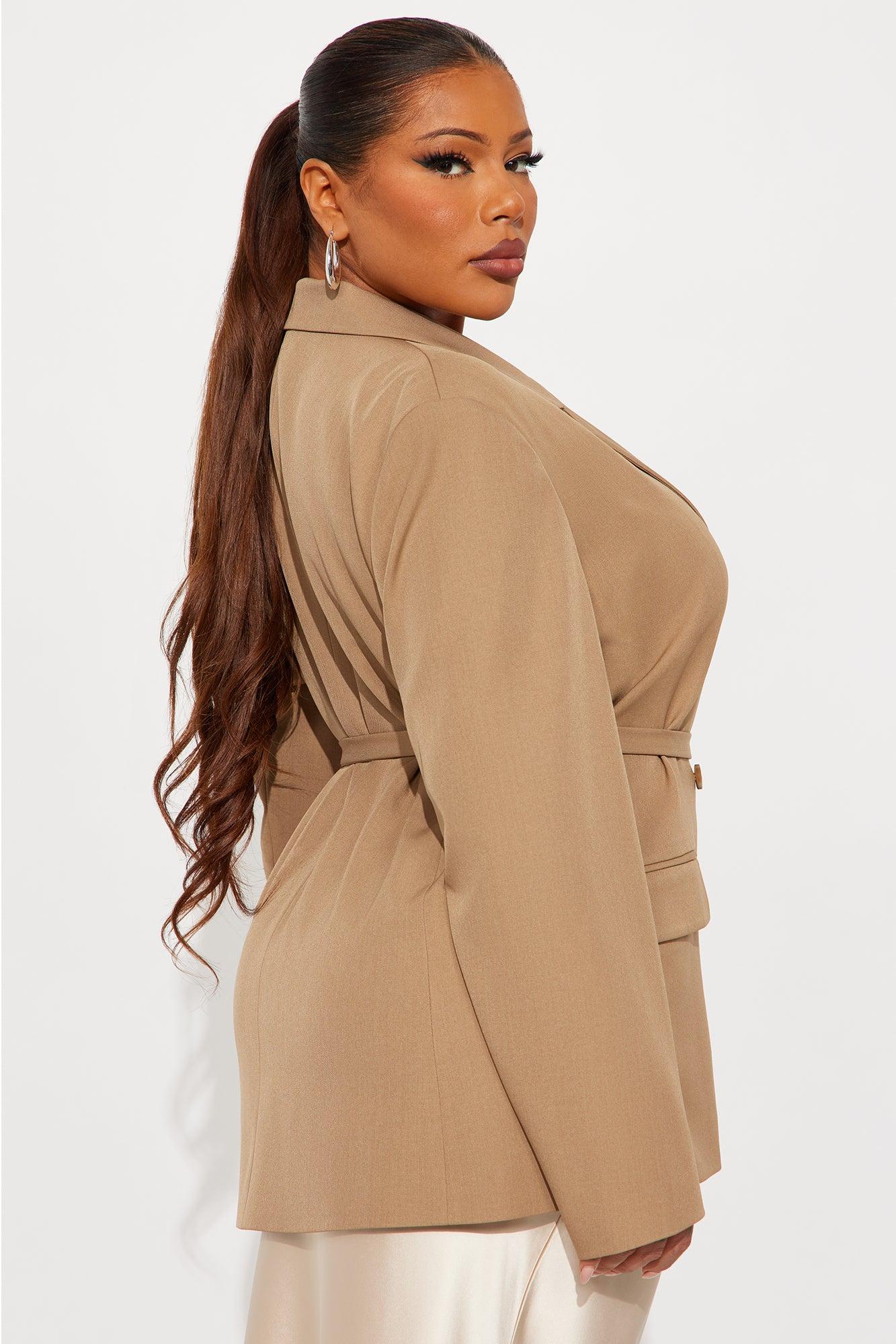 Darlene Belted Blazer - Khaki Female Product Image